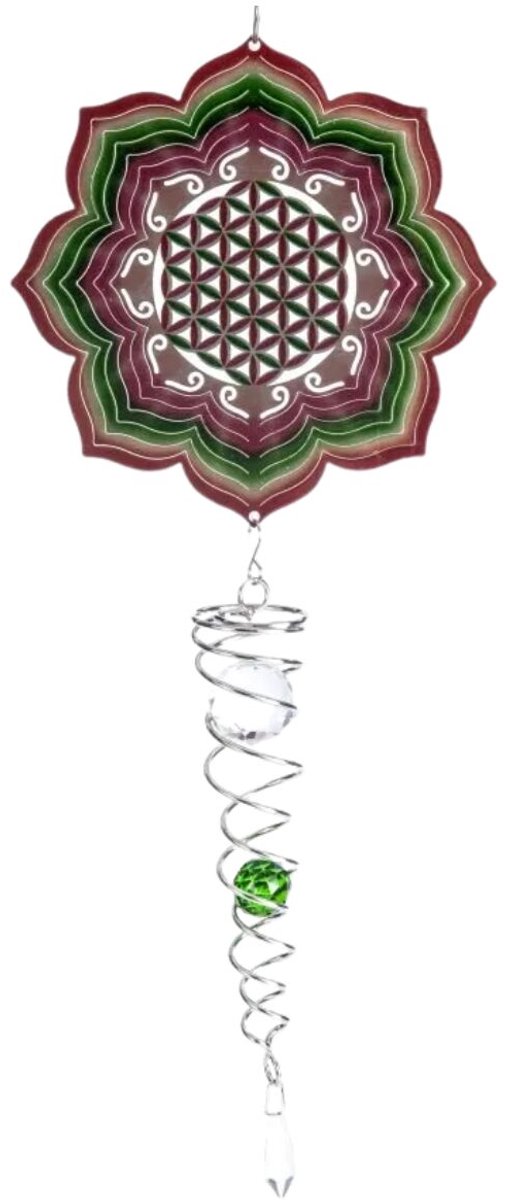 Windspinner, Spin Art, Flower Of Life Artist Crystal Tail, ACTFOL, totale lengte 60cm