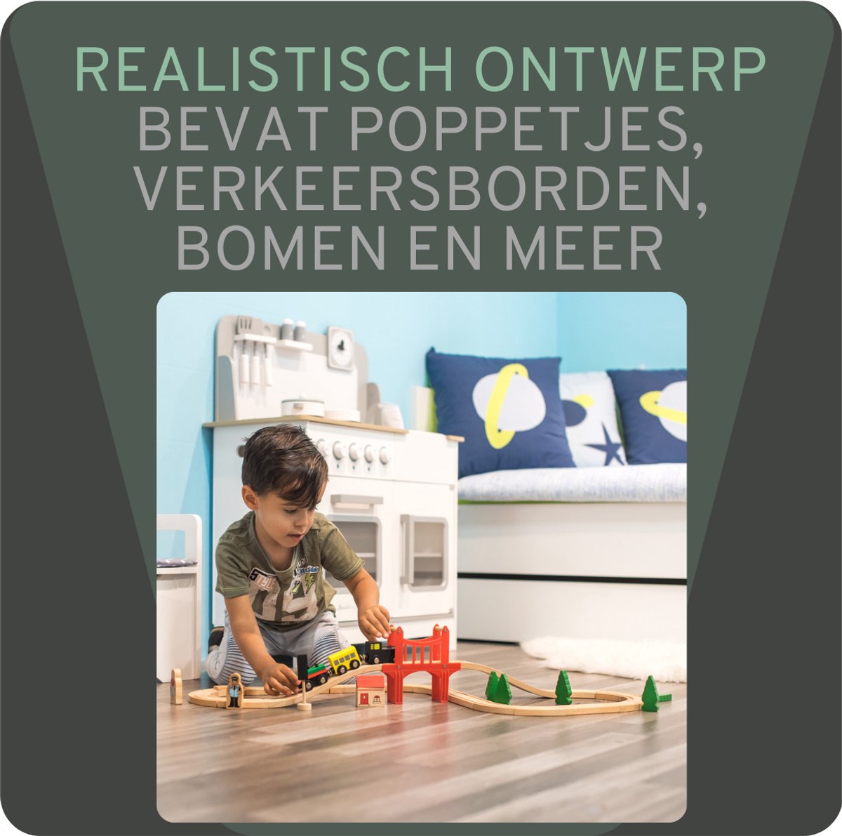 Bandits & Angels Houten Treinset 37 delig vanaf 3 jaar voor Jongens en Meisjes - Trein Set van Hout met 37 delen - Inclusief 1 trein - Treinbaan voor Kinderen met Accessoires — afbeelding 3
