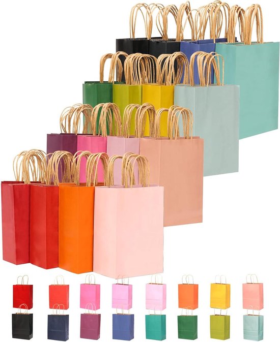 Sacs En Papier, 30 Sacs Cadeaux , Sacs En Papier Kraft Avec Poignées