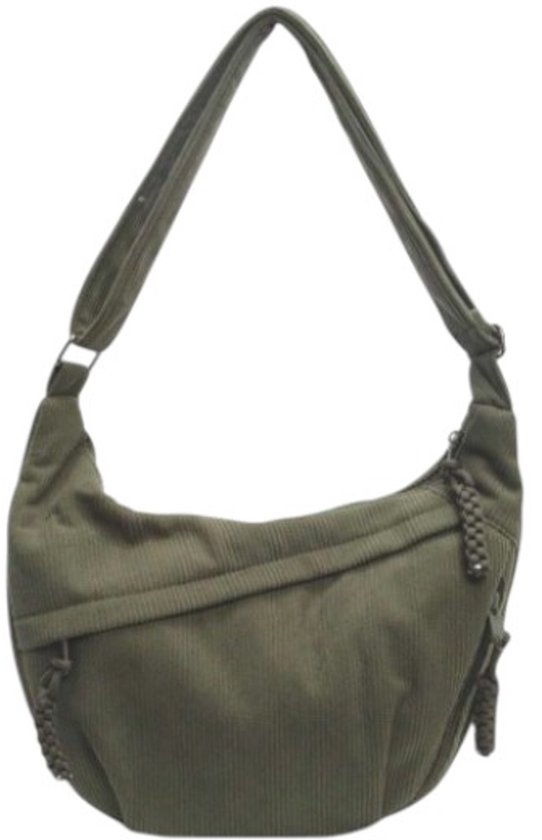 Sac bandoulière minimaliste S&E – Design demi-lune – Kaki