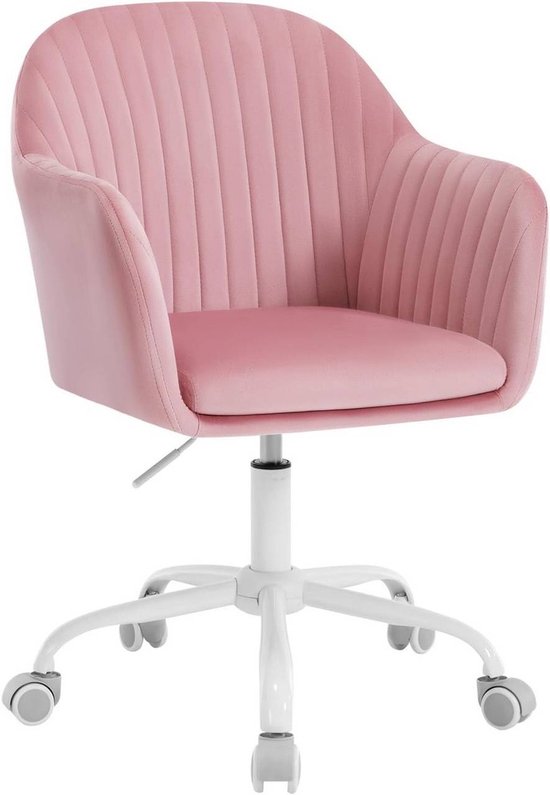 Vinsetto bureaustoel, ergonomische bureaustoel, in hoogte verstelbare computerstoel zonder armleuningen, draaistoel voor werkkamer, fluweel, roze Vinsetto bureaustoel, ergonomische bureaustoel, in hoogte verstelbare computerstoel zonder armleuningen, draaistoel voor werkkamer, fluweel, roze