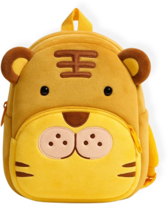 BoefieBoef Tijger peuter / kleuter rugtas - Tiger kinder rugzak - jongens en meisjes - 6 liter - 0 tot 5 jaar oud - dierentas - peuterspeelzaal - Kerst Cadeau - gymtas - speelzaal - bso - baby backpack - schooltas - dier - animal - geel - bruin