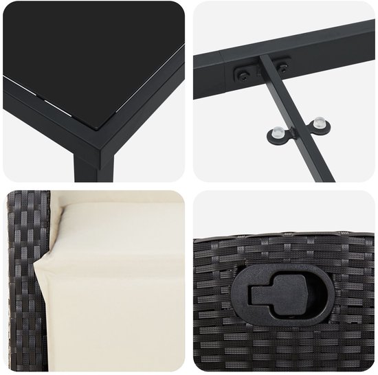 vidaXL - Ensemble de jardin 7 pièces - en - noir - poly - rotin