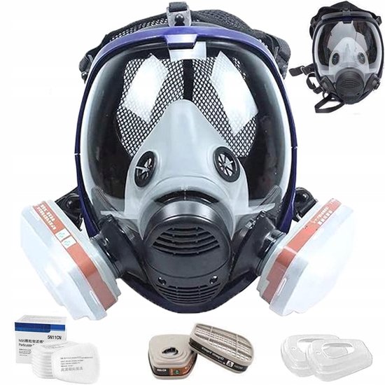Stofmasker - Gasmasker - Verfmasker - Volledig Gezichtsmasker - Industrieel Ademhalingsbescherming - 8 Uur Draagcomfort - Bescherming tegen formaldehyde en ammoniak - Universele Filter - Voor Chemische en Bouw
