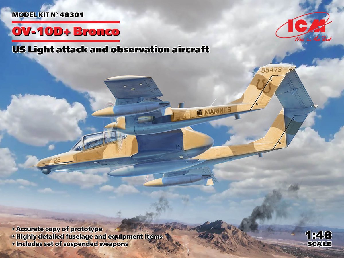 ICM Modelbouwpakket Militaire voertuigen - 48301 OV-10D+ - US Attack Aircraft Plastic - 1:48 - Modelbouw