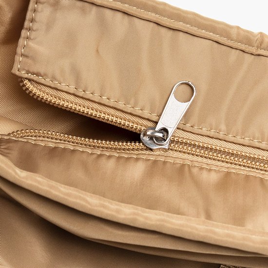 Grand sac de plage pliable et imperméable pour femme, avec poches zippées en filet, idéal pour une utilisation quotidienne au bord de la piscine - Beige