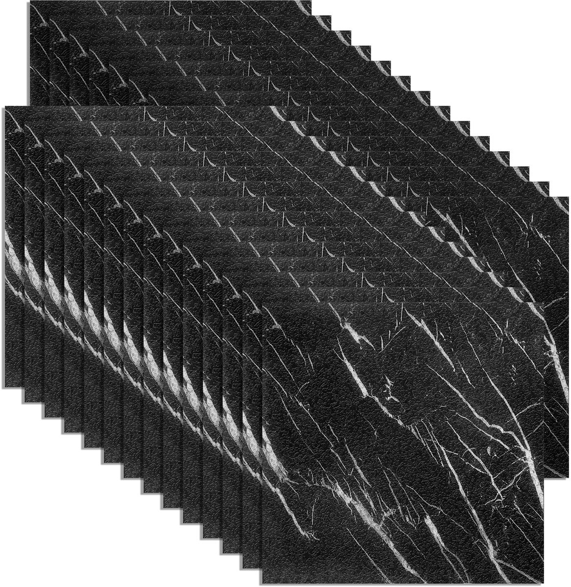 54 tegels PVC-vloerbedekking- PVC vloeren - vinylvloer- Vinyl vloeren- Natuurlijk - 30 cm x 30 cm-Zwart