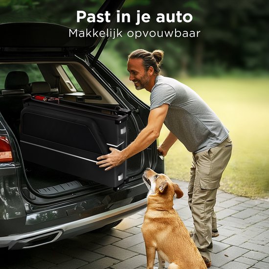 TrevoPet® Hondenfietskar XL - Opvouwbare Fietskar Hond - Hondenkar met Loopplank, Veersysteem & Weerbestendig - Geschikt voor E-Bikes - 45 kg - Zwart