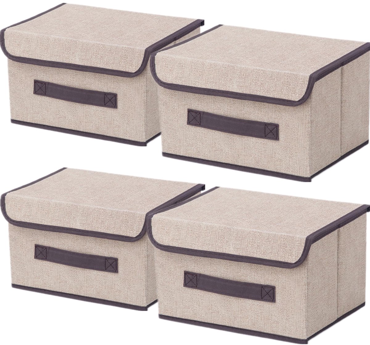 Ibenzoa® Stijlvolle en Praktische Opvouwbare Opbergdozen met Deksel voor Diverse Opslagbehoeften, Set van 4 Stuks