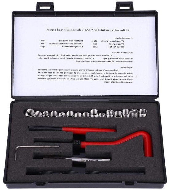 Schroefdraadreparatieset M8x1 roestvrij staal - Boorset voor binnendraad reparatie