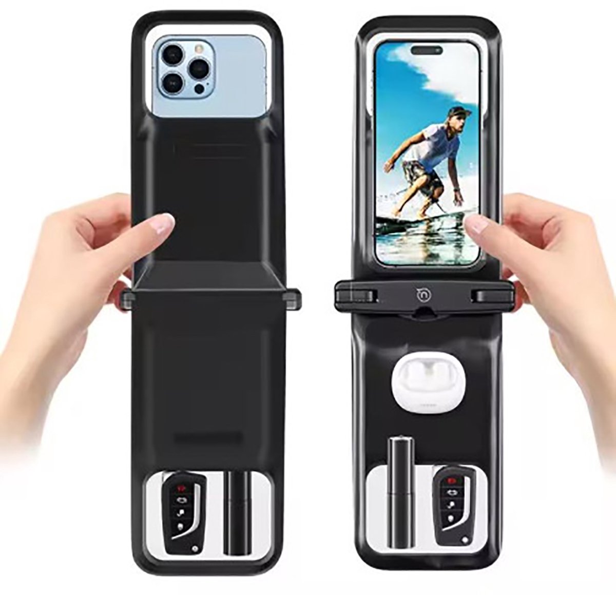 Usams, Waterdichte Smartphone Case 7” Double Pocket IP68, Zwart