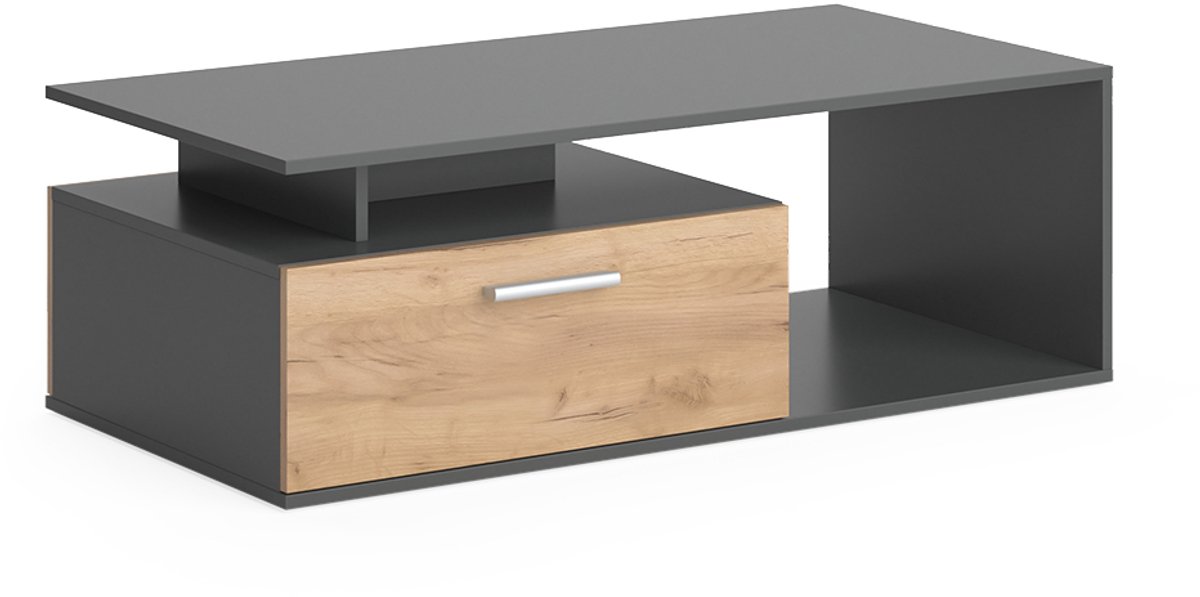 Vicco Roland Salontafel – 118 x 59 cm Antraciet/gouden eik