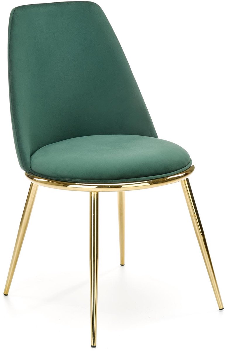 Halmar K460 Serie - Eetkamerstoel - Donkergroen - Vergulde Poten - Fluwelen Bekleding