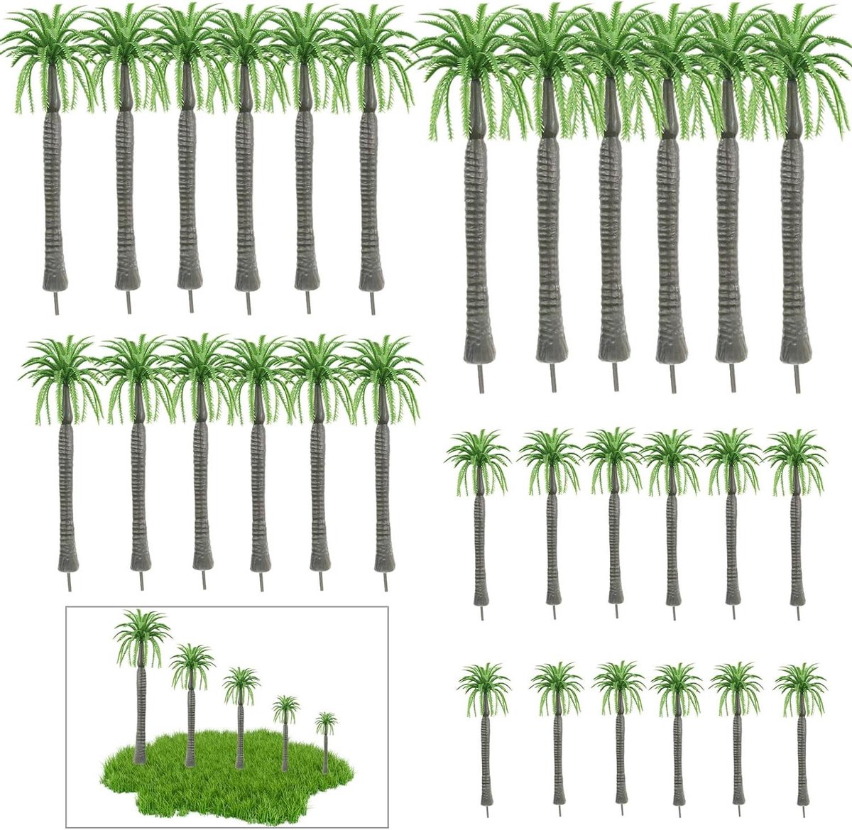 25 Stuk Model Bomen Kokosnoot Rainforest-modellen Kunststof Model Groene Mini-boom Set Voor Cake Decoratie Micro Art Lay-out Bouwboommodel