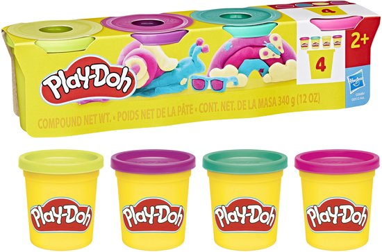Play-Doh 4-pack Levendige kleuren - Potjes 85 gram - Boetseerklei