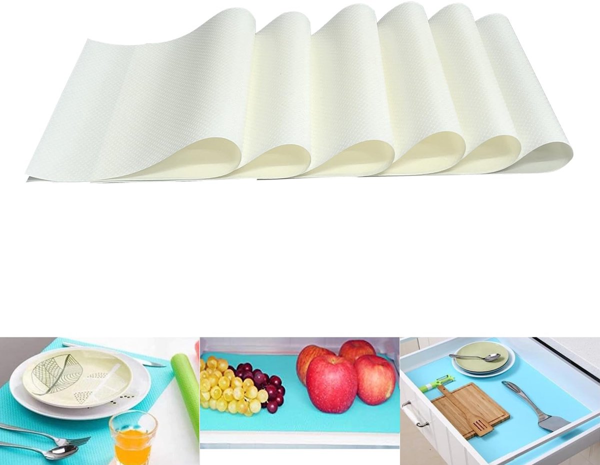 Ibenzoa® Wit Koelkastinzetstukken – Set van 6, Waterdicht, Antislip, Vuilafstotend en Antibacterieel, Snijbaar en Wasbaar