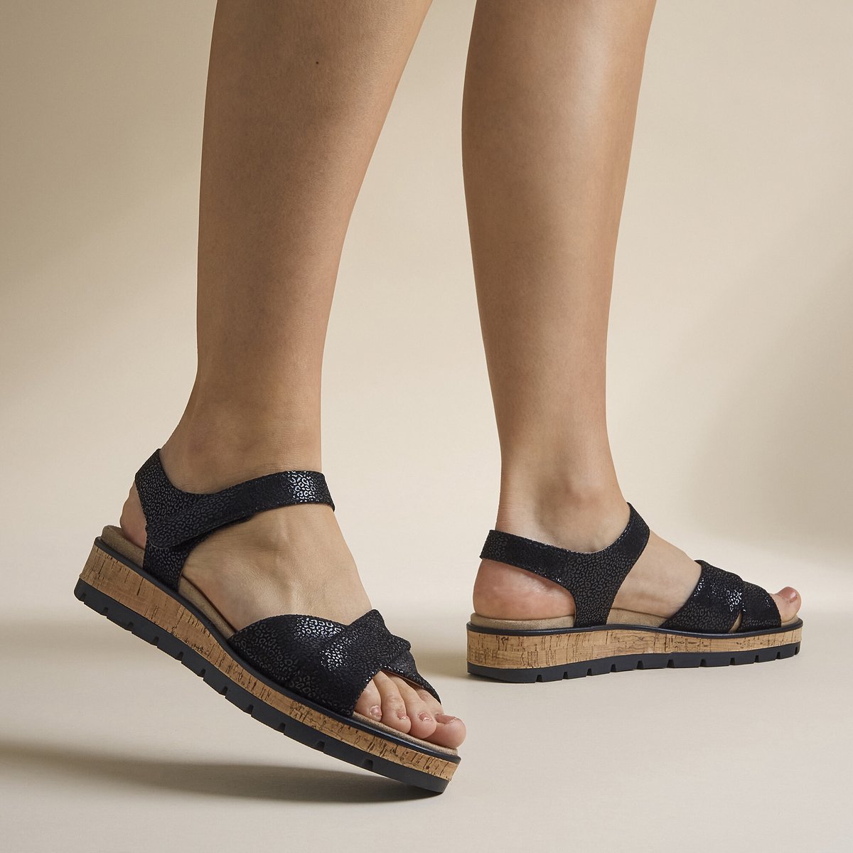 Feyn Mia01 Sandalen zwart Leer - Maat 40