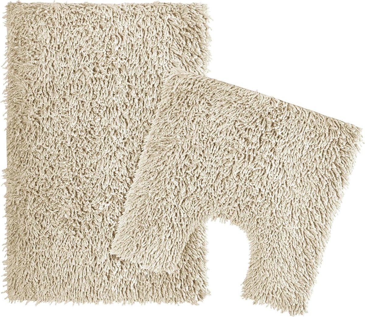 Set van 2 badmatten en voetstukken antislip achterkant super absorberend toilet badkamermatten naturel