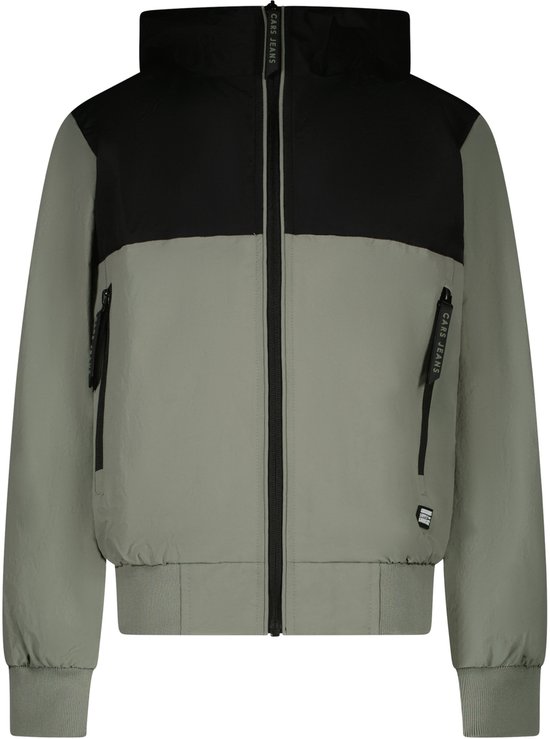 Veste à capuche garçon gris et noir, avec fermeture éclair et logo Cars Jeans.
