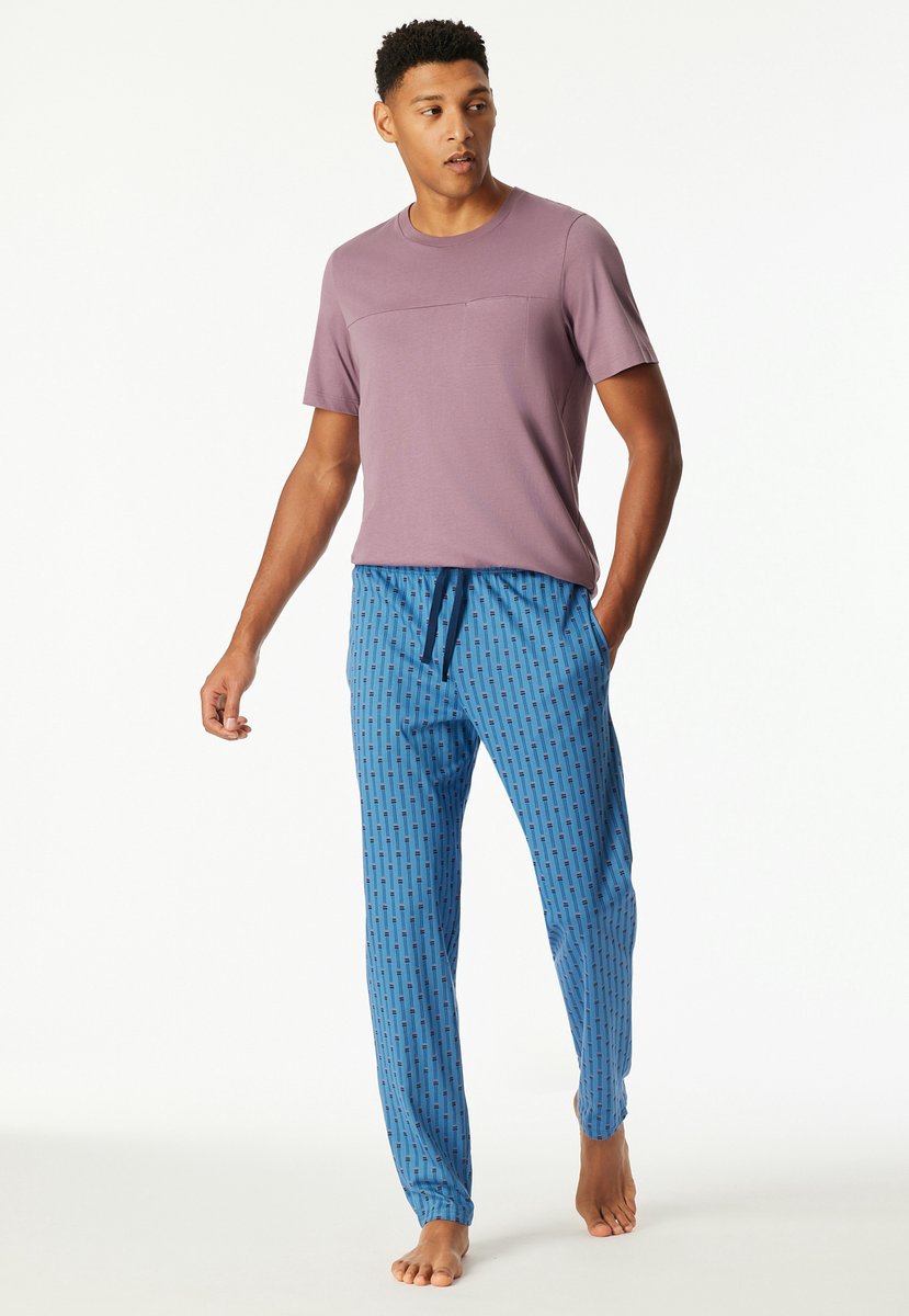 Schiesser pyjamabroek jersey blue met print