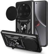 MobyDefend Hoesje - Geschikt voor Xiaomi 15 Ultra - Pantsercase Met Draaibare Ring - Zwart