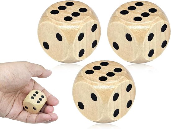 6 Vlakken Dobbelstenen Hout 25mm Set Van 5 In Houten Doos Front 1024x1024