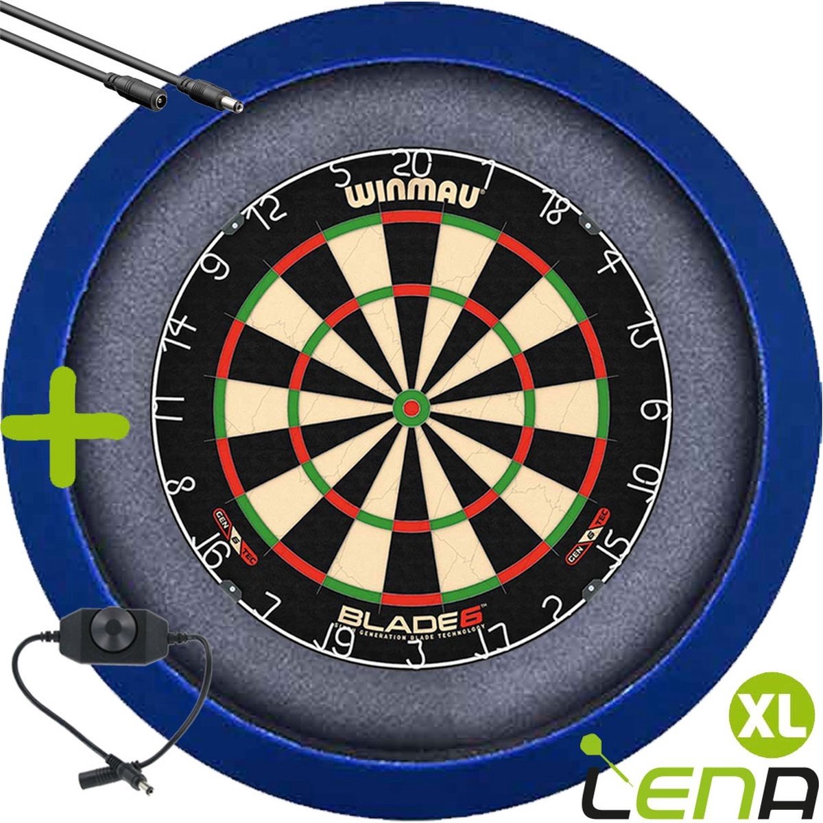 LENA Dartbordverlichting Basic XL (Blauw ) + Dimmer + Verlengkabel (2.5m1)