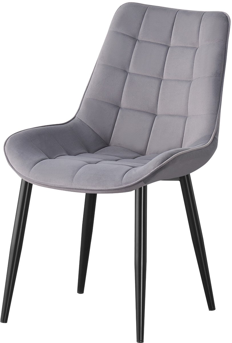 Luxury4Home MALMO Serie - Eetkamerstoel - Donkergrijs Fluweel - Gestoffeerd - Modern