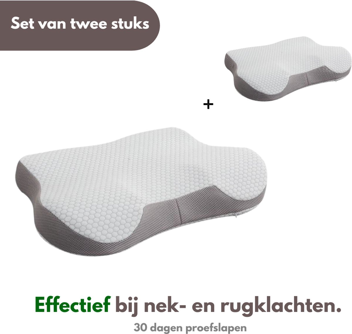 ErgoComfy Cloud- Ergonomisch Hoofdkussen - 60x35cm - Orthopedisch - Traagschuim - Nekklachten - Tegen Nek- en rugklachten