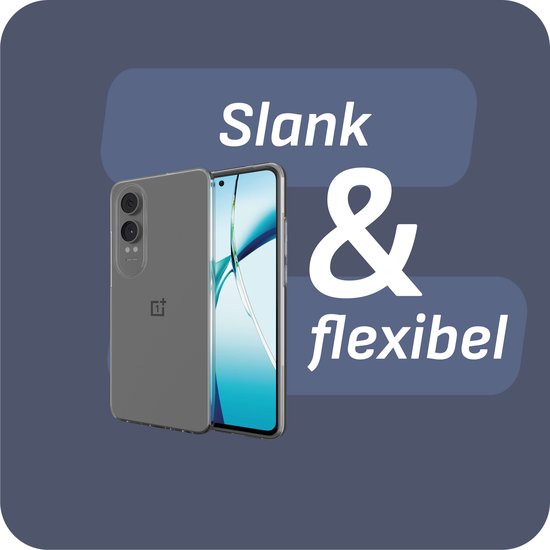 Slank en flexibel: een transparant hoesje om een grijze OnePlus Nord CE4 Lite.