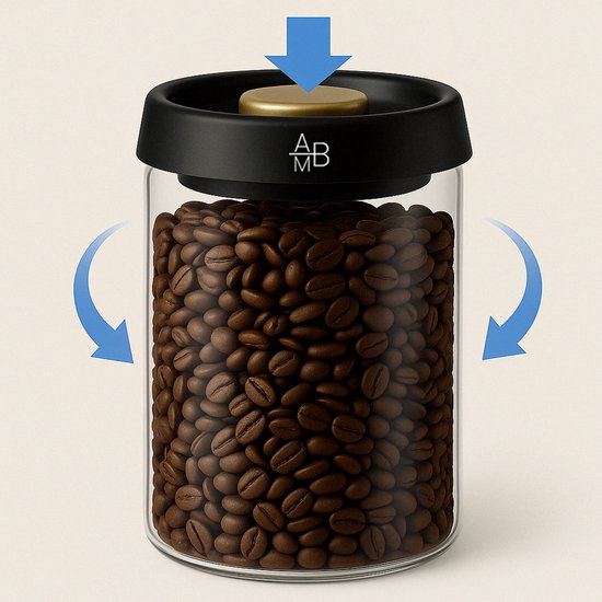 Adore Maison Barista Vacuüm Bewaarpot 500ml – Luchtdichte Koffiebonen Opslag Pot van Borosilicaatglas – Versheidsbehoud en Vochtbestendig
