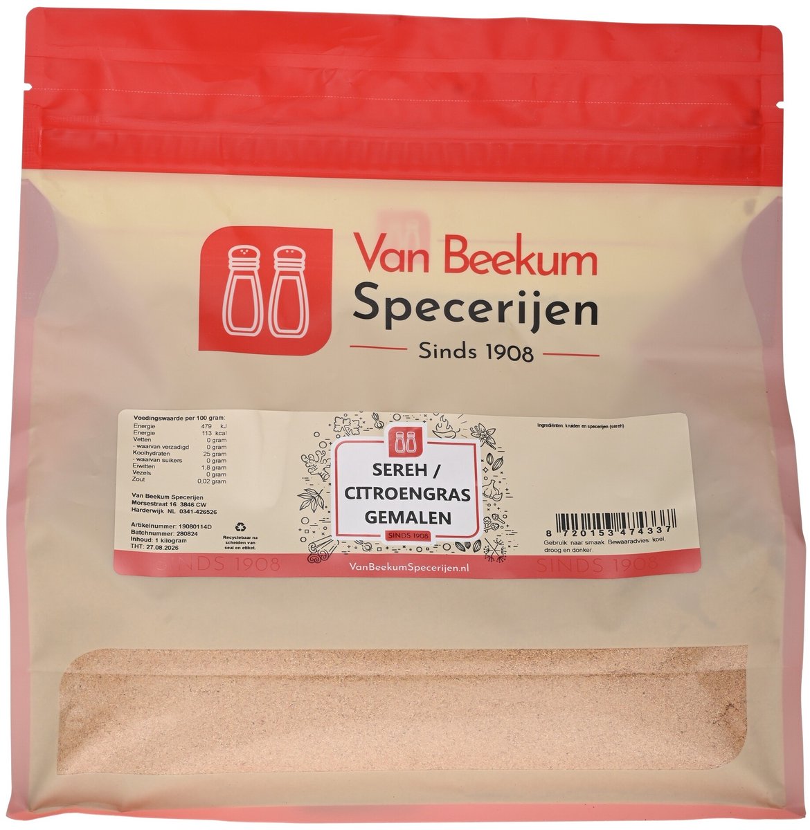 Goedkoopste Van Beekum Specerijen - Sereh / Citroengras Gemalen - 10 KG - Zak (bulk verpakking