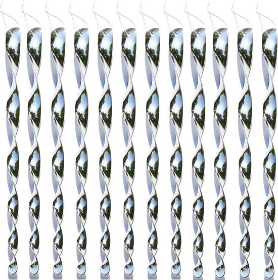 12 stuks - Reflecterende spiraalvormige vogelafweer - Reflecterende vogelafweer voor buiten - Milieuvriendelijke vogelafweerdecoratie - Zilver (30 cm)