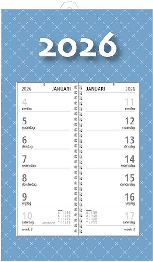 Dohe Wandkalender 2026: 12 maanden januari tot december, maandoverzicht