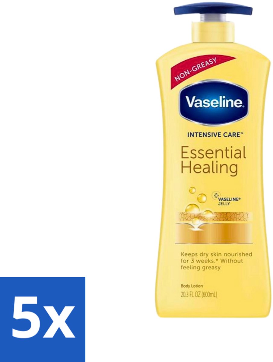 Vaseline - Essential Healing - Body Lotion - Intensief Voedend - 600 ml - Bulkverpakking - 5 stuks