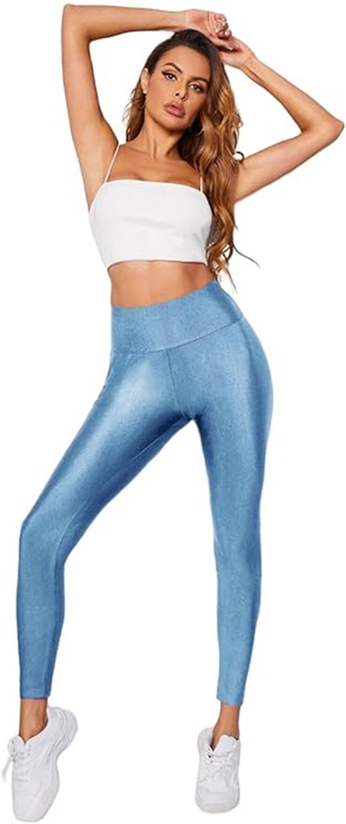 Hoge Taille Legging Blauw - Sportlegging - Fitness - Yoga - Stretch van Merkloos — afbeelding 5