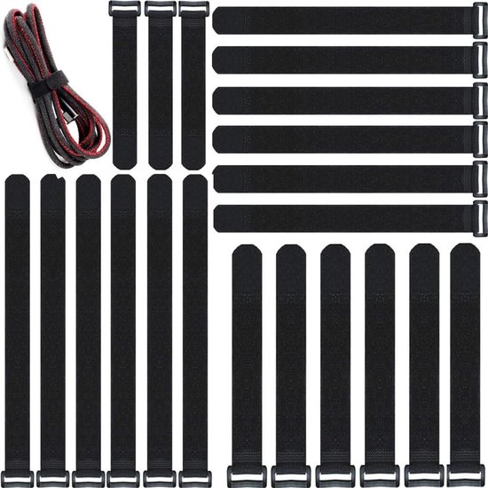 40 Sangles Scratch Réutilisables - Attaches Câbles Velcro 15/20/25/30cm Noir