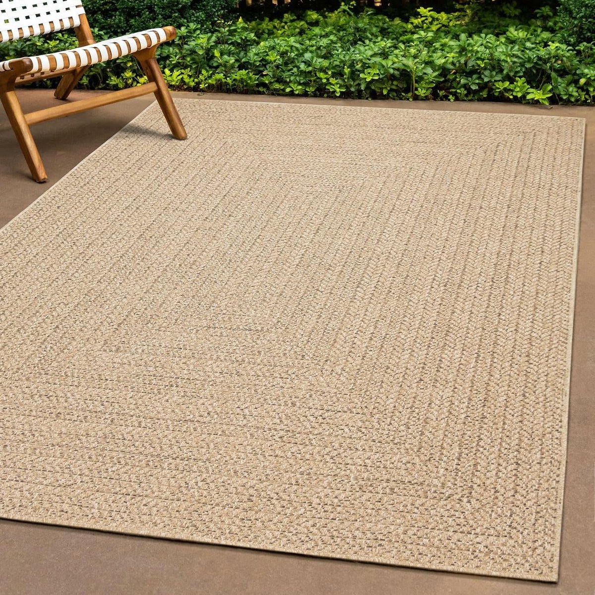 Modern en duurzaam buitentapijt met jute-effect voor balkon, tuin en terras - 140 x 200 cm