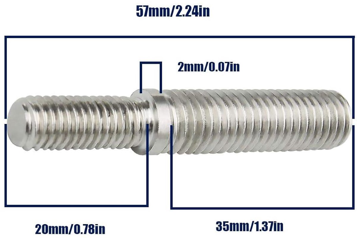 PATIKIL M6x1 tot M10x1,5 Dubbele End Schroefbout Bout, 10 Pack 304