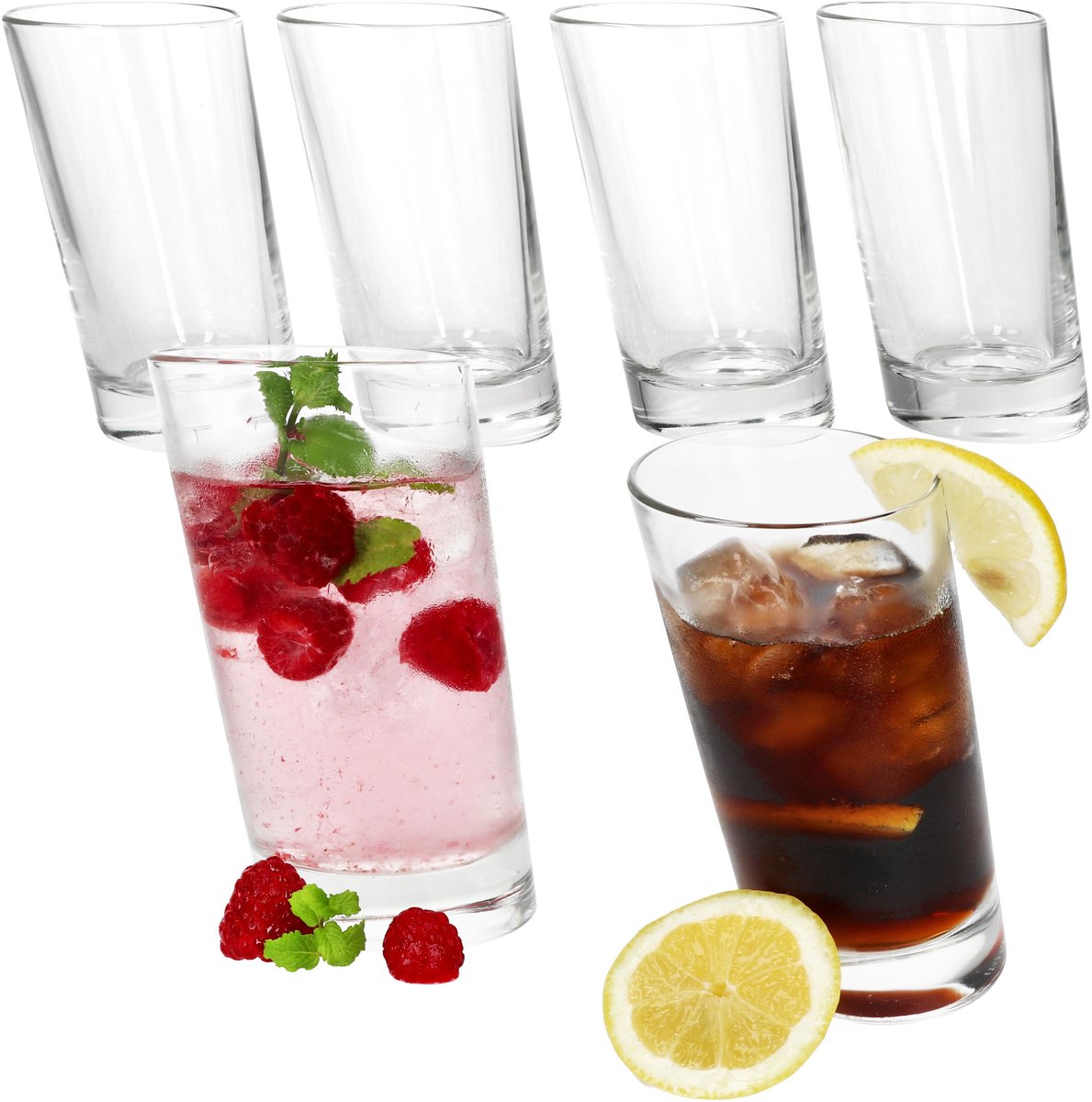 Set van 6 PISA longdrinkglazen van schuin glas - 11007020S