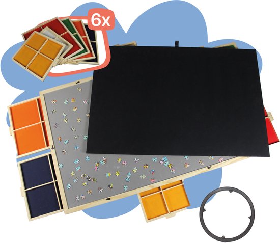 Bline Puzzelbord met Opbergsysteem – Puzzeltafel met Draaicirkel & 6 Magnetische Lades – Inclusief Deksel – Geschikt voor tot 1500 Stukjes