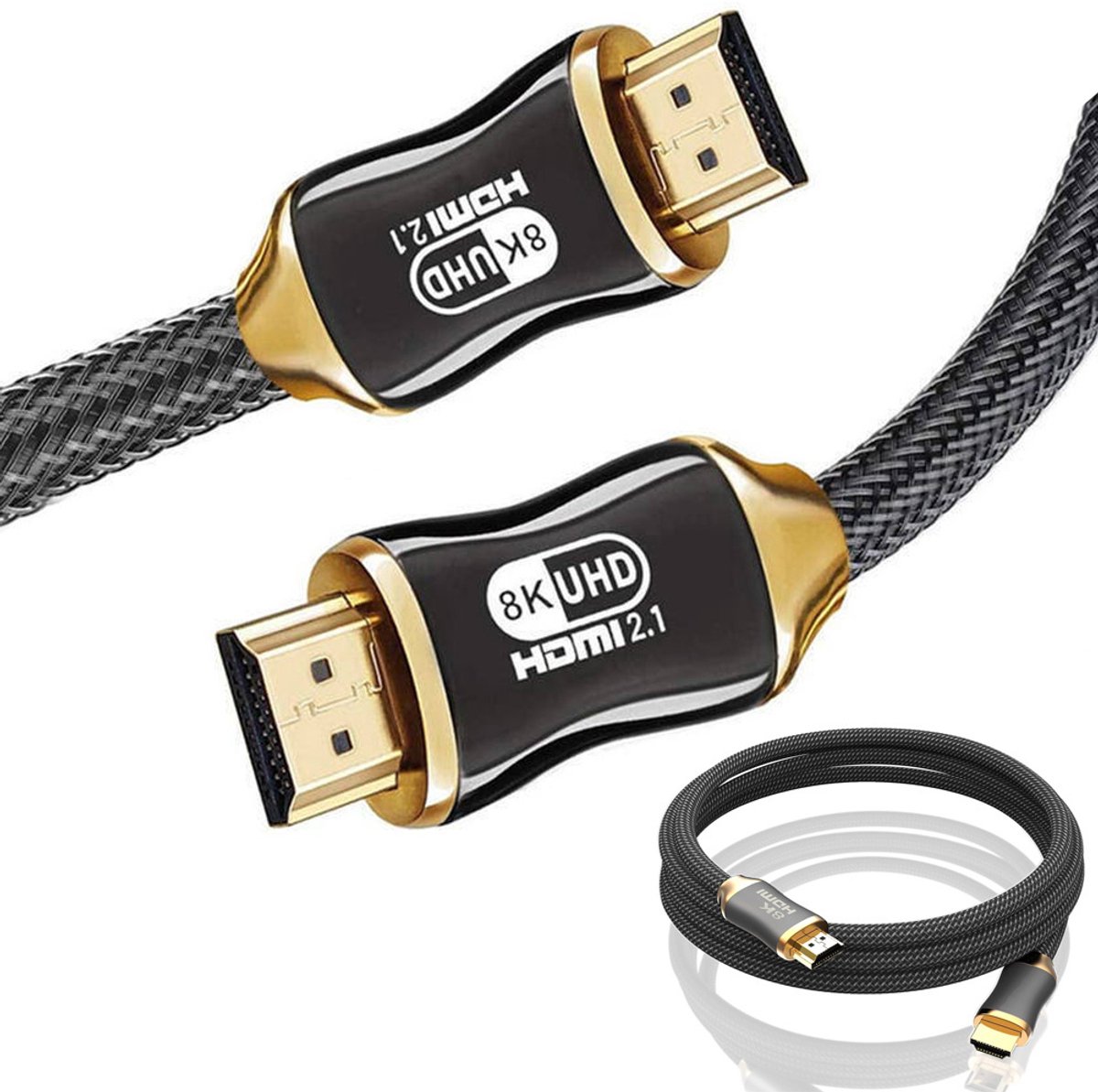 Kabel HDMI 2.1 - 8K 60hz / 4K 120hz HQ - 3 Meter - 48Gbps - Gevlochten Kabel