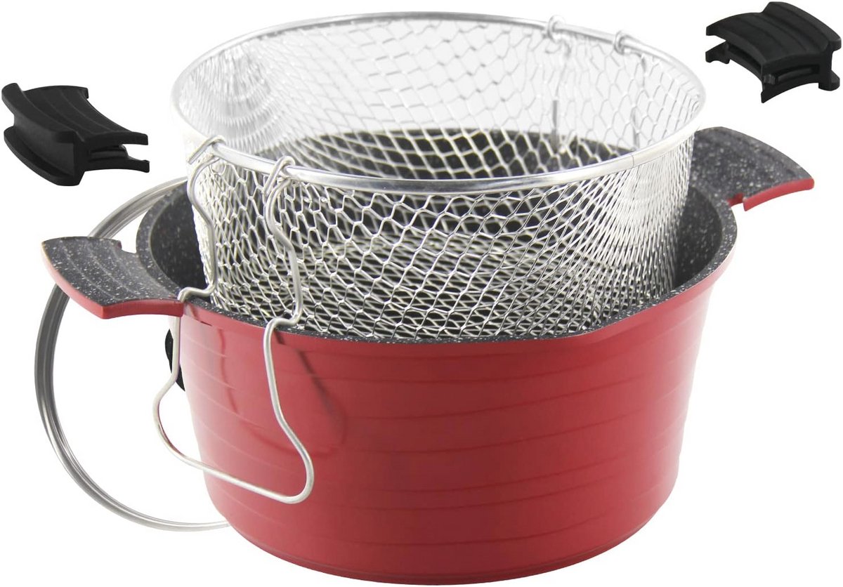 2-in-1 Friteuse en Kookpan met Glazen Deksel - 24 cm