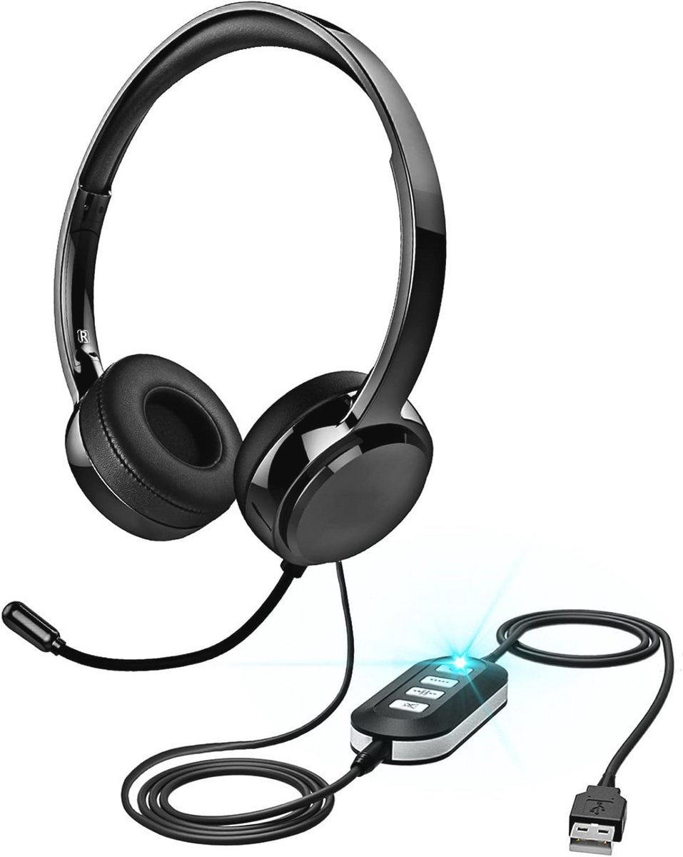 USB Headset met Microfoon en Volumeregeling voor Laptop en PC