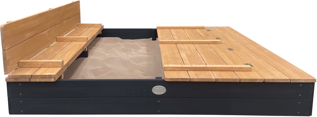 AXI Ella XXL Zandbak 150 x 150 x 20 cm in Antraciet/bruin - Met Zitbankjes en Deksel – FSC hout – Extra grote zandbak voor kinderen — afbeelding 7