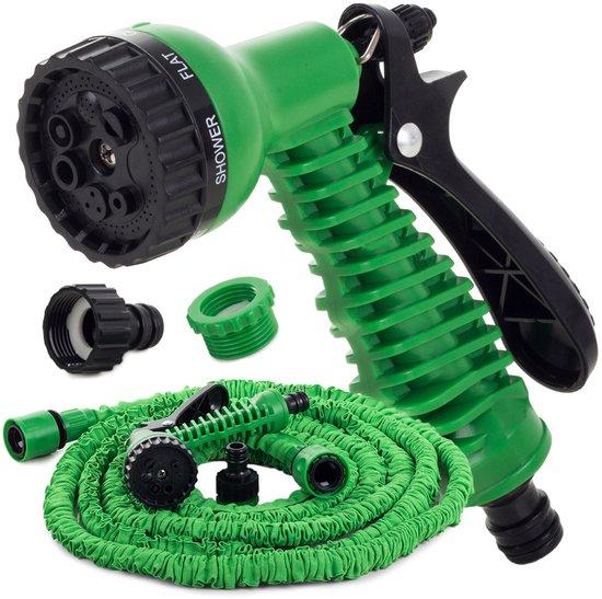 BASIC Flexibele tuinslang en bewatering 15 meter - Tuinbewatering - Tuinsproeier - Waterslang - 7 Sproeifuncties