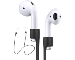 Ainy - Sport band zwart geschikt voor Apple Airpods 1 / 2 / 3 / 4 / Pro 1 & Pro 2 | Siliconen strap cord voor draadloze oordopjes | 50 cm lang kabel
