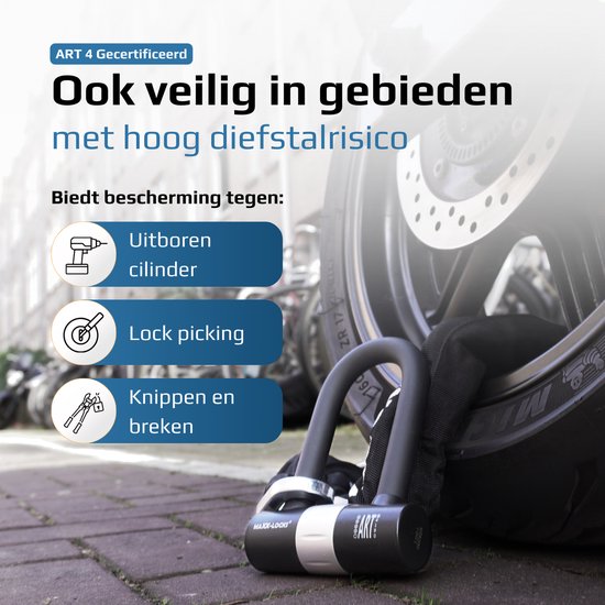 Maxx-Locks Tirau Art 4 Motorslot / Scooterslot + ART 4 Muuranker - Kettingslot met Loop en Beugelslot - Art Gekeurd Slot voor Motor en Scooter & Brommer - 120 cm van Maxx-Locks — afbeelding 2