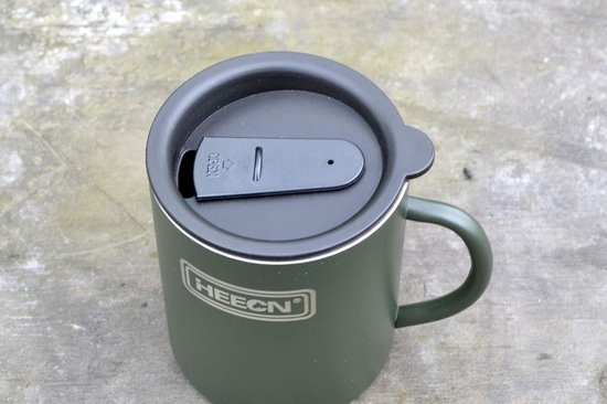 Campingmok Met Deksel Dubbelwandig 330 Ml Groen - Roestvrijstalen Thermosmok