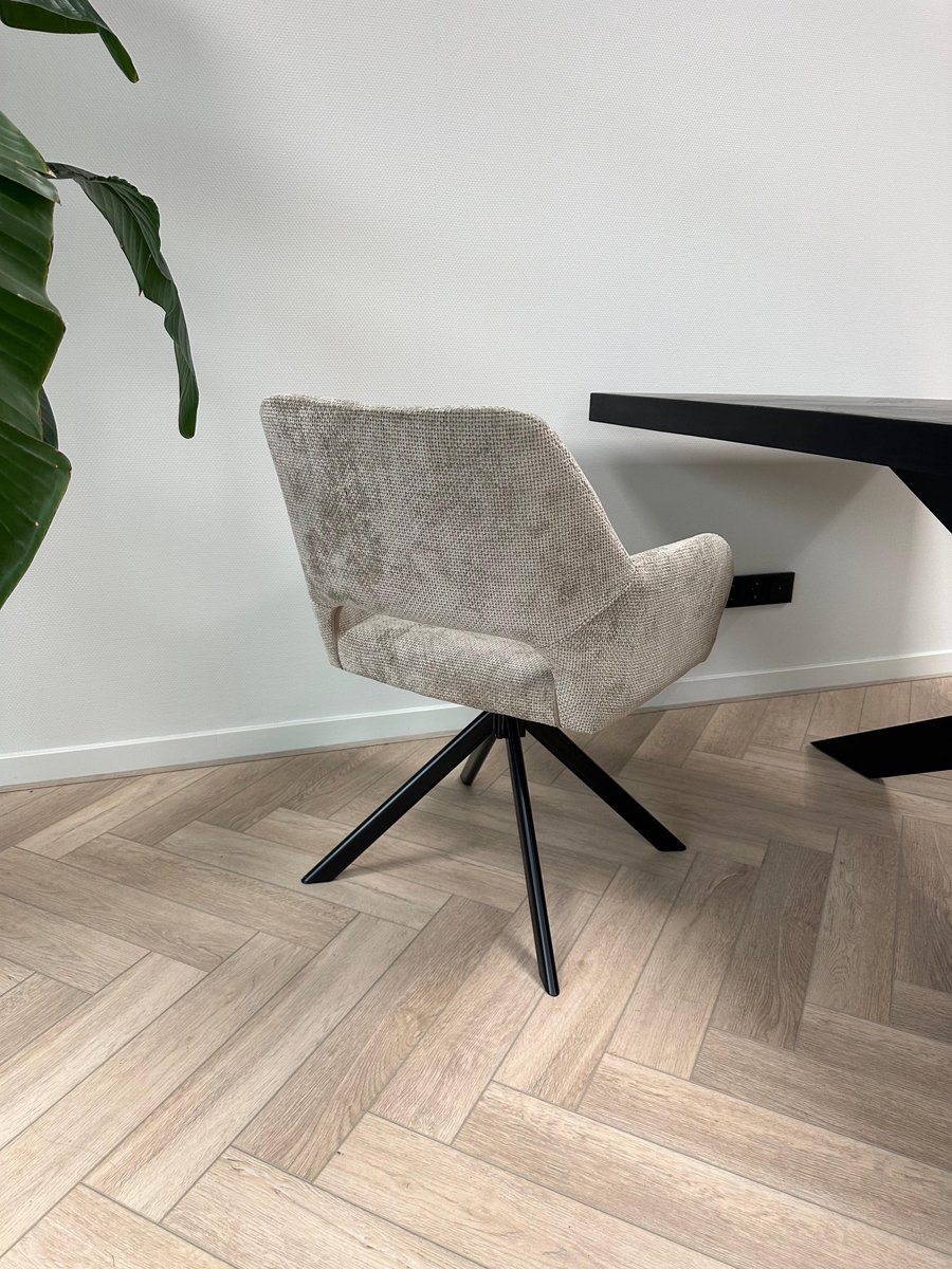 Ams Living® Eetkamerstoel Draaibaar 6 x | Luxe afwerking | Stof | Kleur Taupe | Eettafel Stoelen | Design Stoelen Eettafel 6 x Stoel – foto 2
